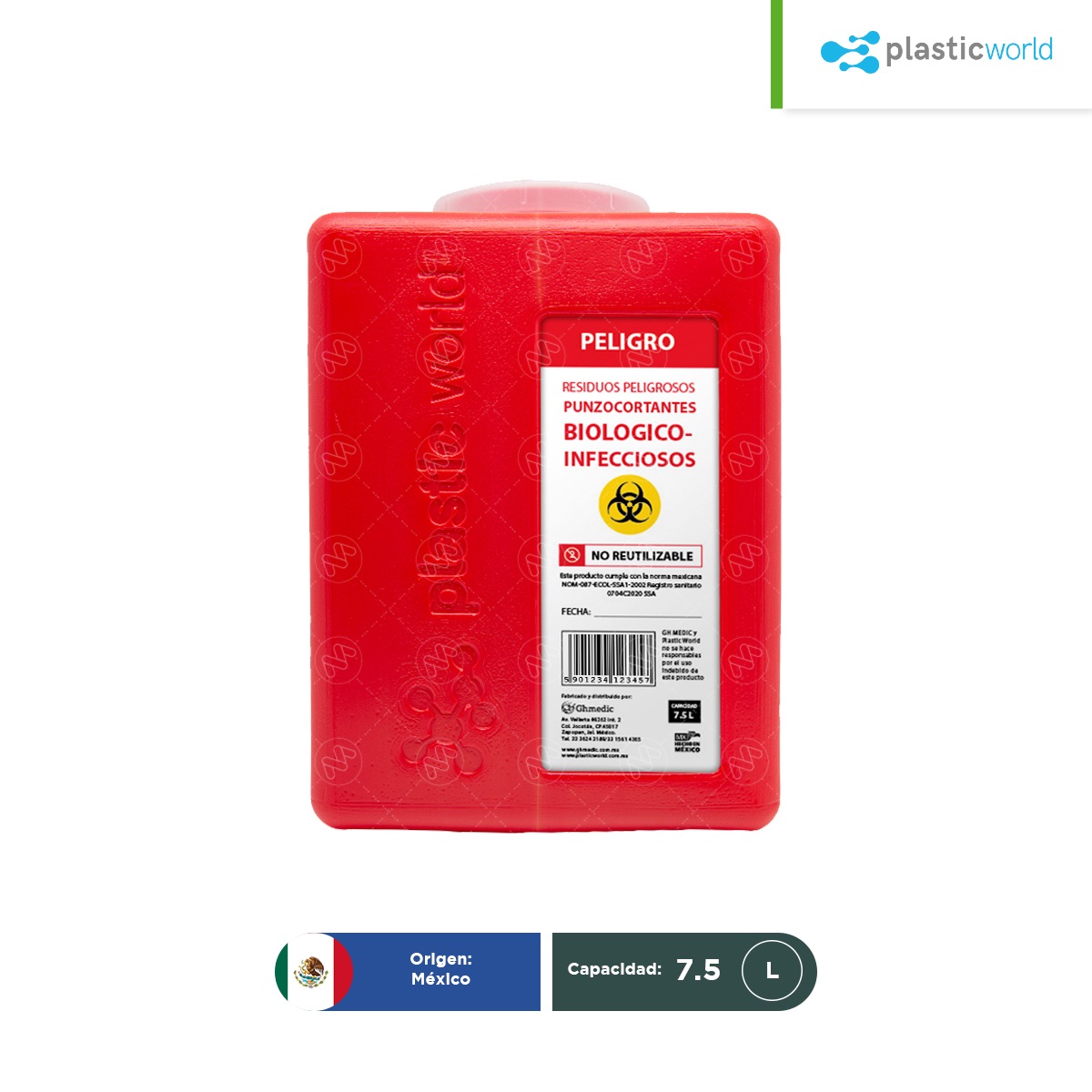 bote contenedor para punzocortantes plastic world 7 5 l 001