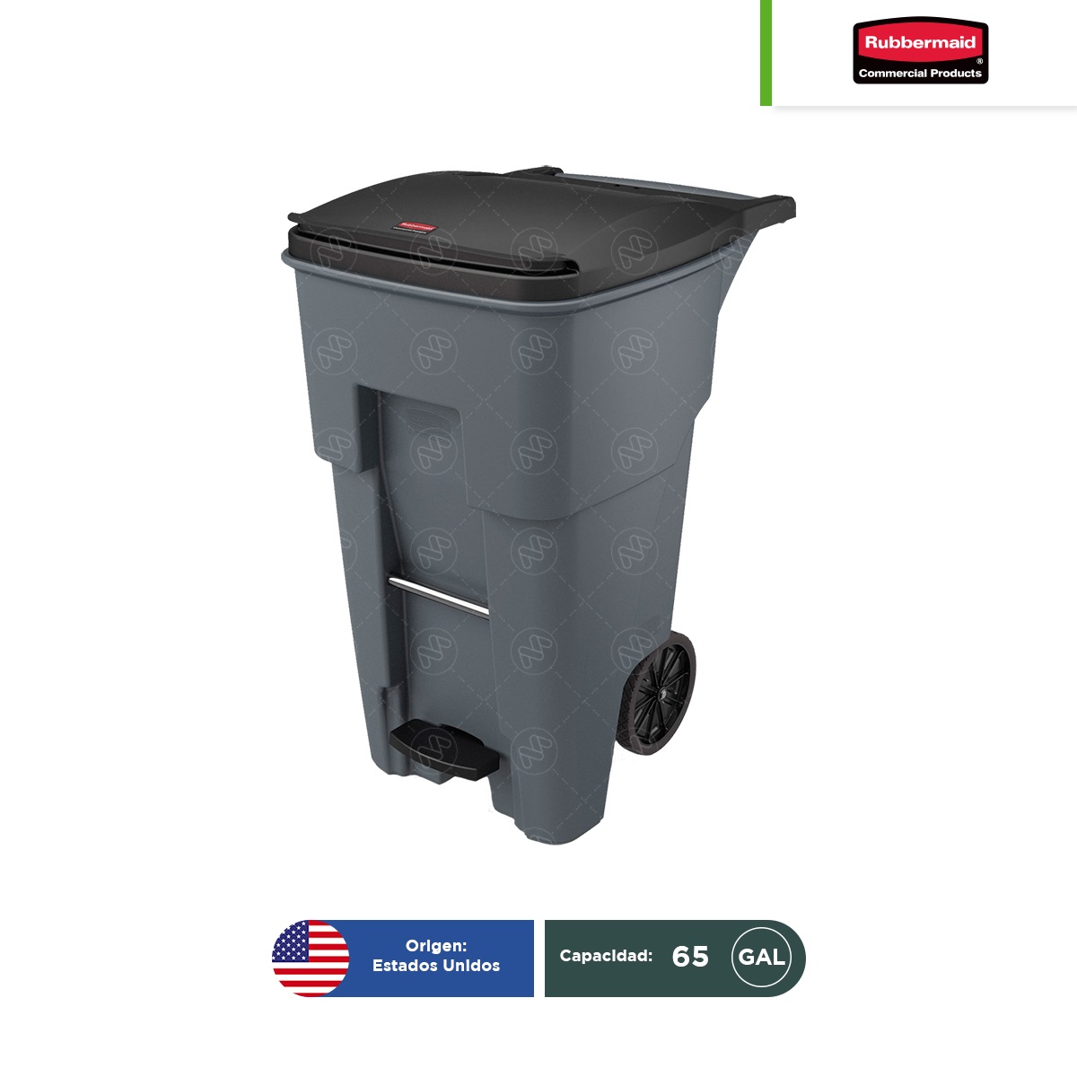 contenedor-con-2-ruedas-y-pedal-rubbermaid-65-gal-gris-001.jpg contenedor con 2 ruedas y pedal rubbermaid 65 gal gris 001