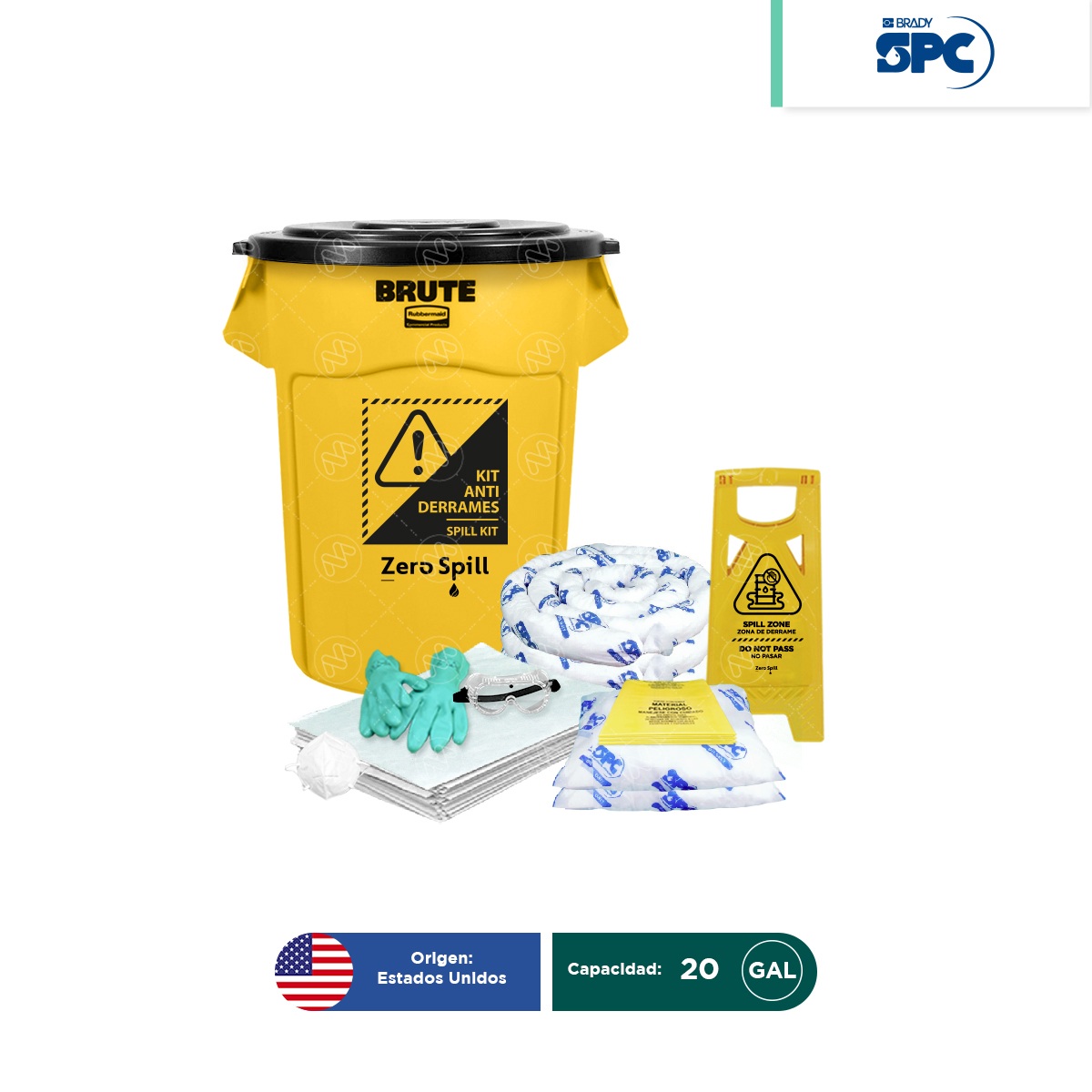 kit antiderrames aceite 20 gal spc brute tapa negra 001