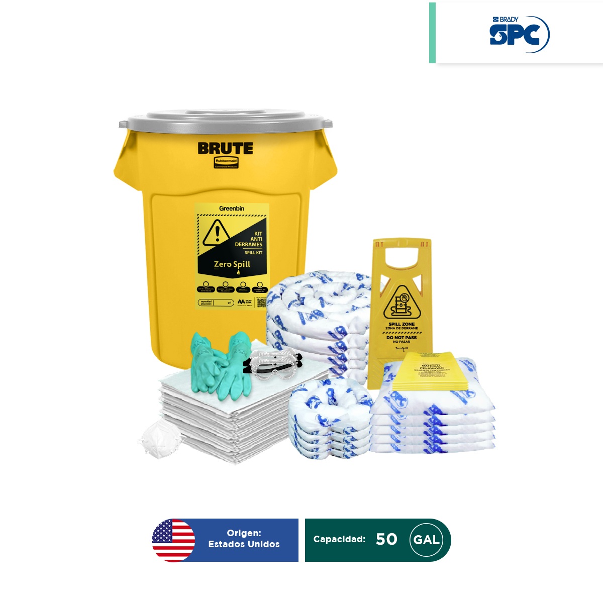 kit antiderrames aceite 50 gal spc brute 001